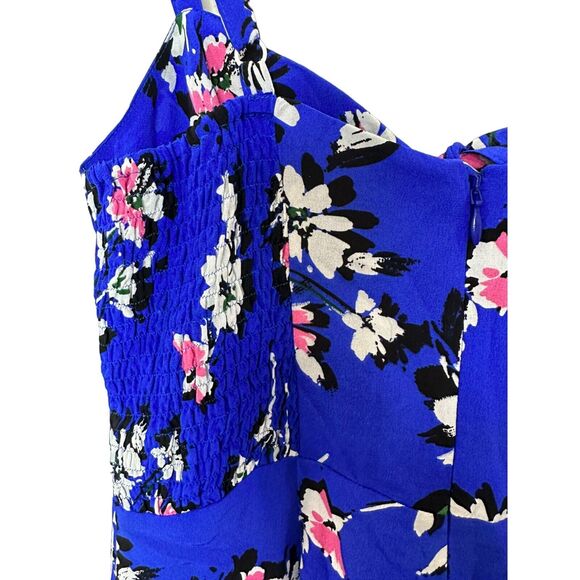 Yumi Kim Pretty Chic Silk Jumpsuit Wide Leg Navy Floral NWOT - Picture 3 of 10